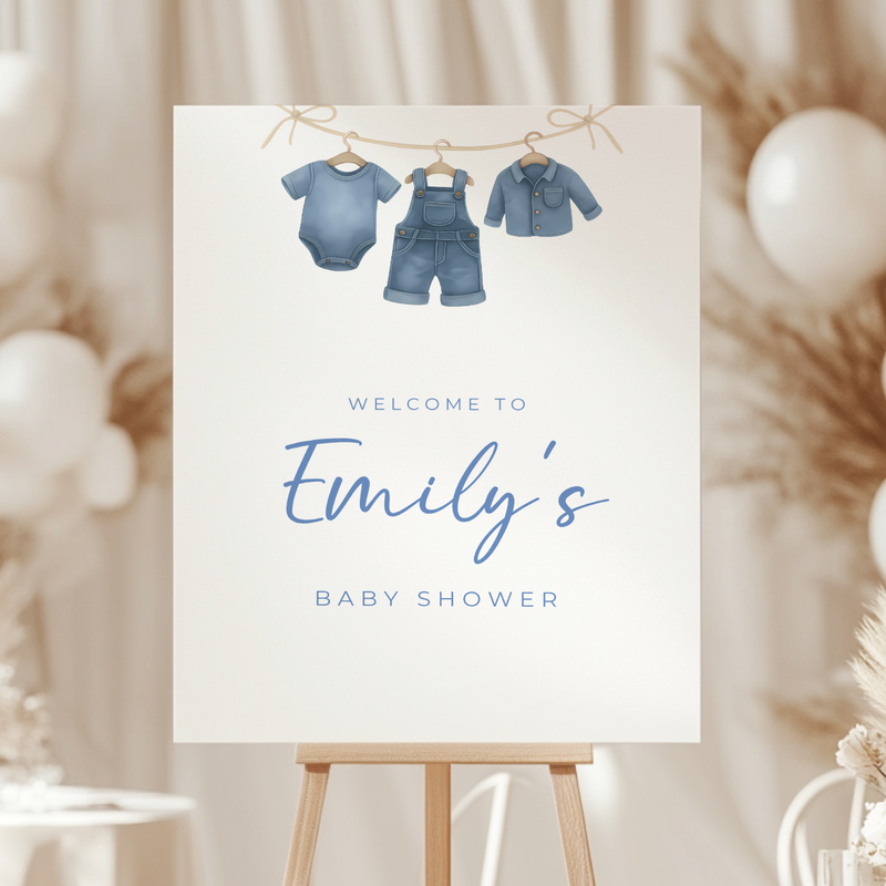 Baby Shower Welcome Sign - Blue Jean Baby Denim BS194