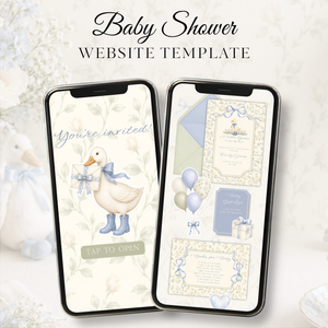 Blue Little Goose Baby Shower Invitation Website with RSVP BS150
