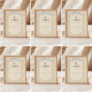 Blue Vintage Goose Baby Shower Table Signs Bundle BS150
