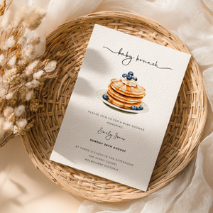 Baby Shower Invitation - Blueberry Pancake Baby Brunch BS185