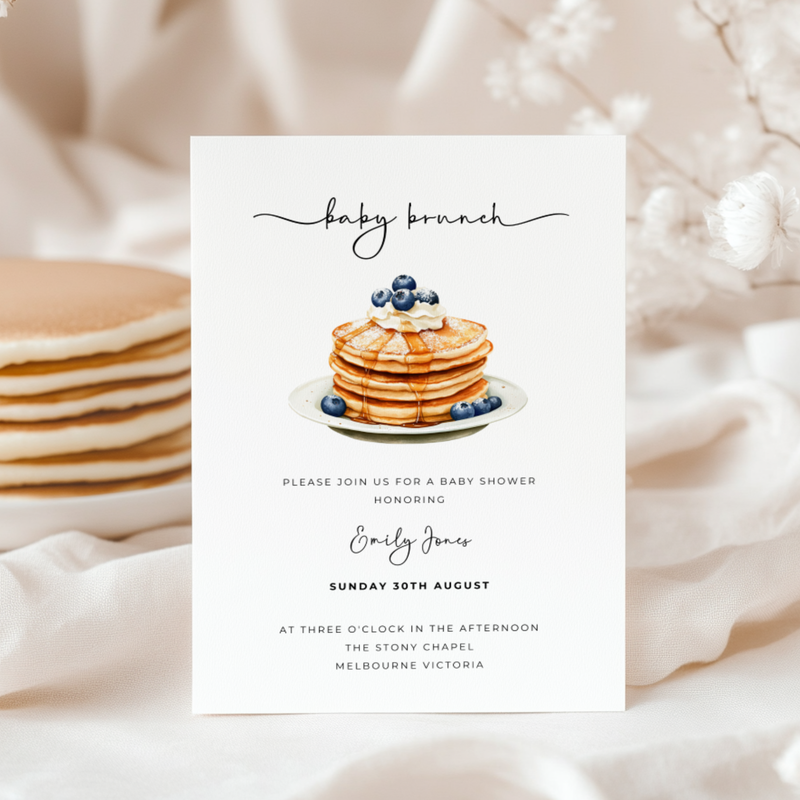 Baby Shower Invitation - Blueberry Pancake Baby Brunch BS185