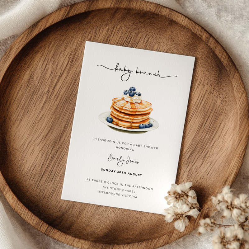 Baby Shower Invitation - Blueberry Pancake Baby Brunch BS185