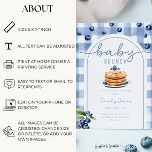 Baby Shower Invitation - Baby Brunch Blueberry Pancakes BS192