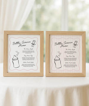 Bottle Service Menu Baby Shower Sign Dusty Pink Drink Station BS278