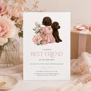 Dark Brown Labradoodle Baby Shower Invitation BS291
