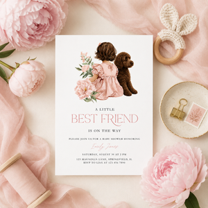 Dark Brown Labradoodle Baby Shower Invitation BS291