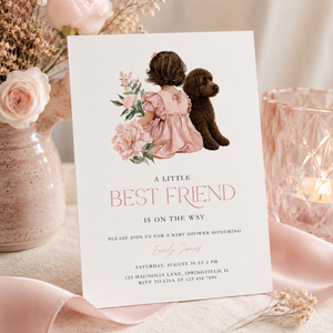 Dark Brown Labradoodle Baby Shower Invitation BS291
