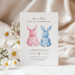 Bunny Gender Reveal Invitation BS290
