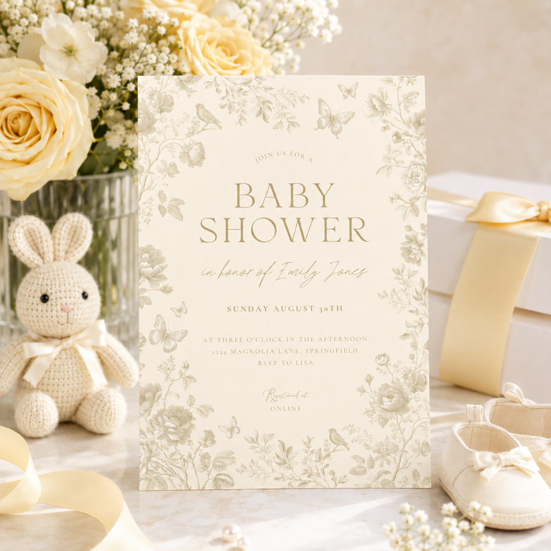 Elegant Butter Yellow Baby Shower Invitation BS187