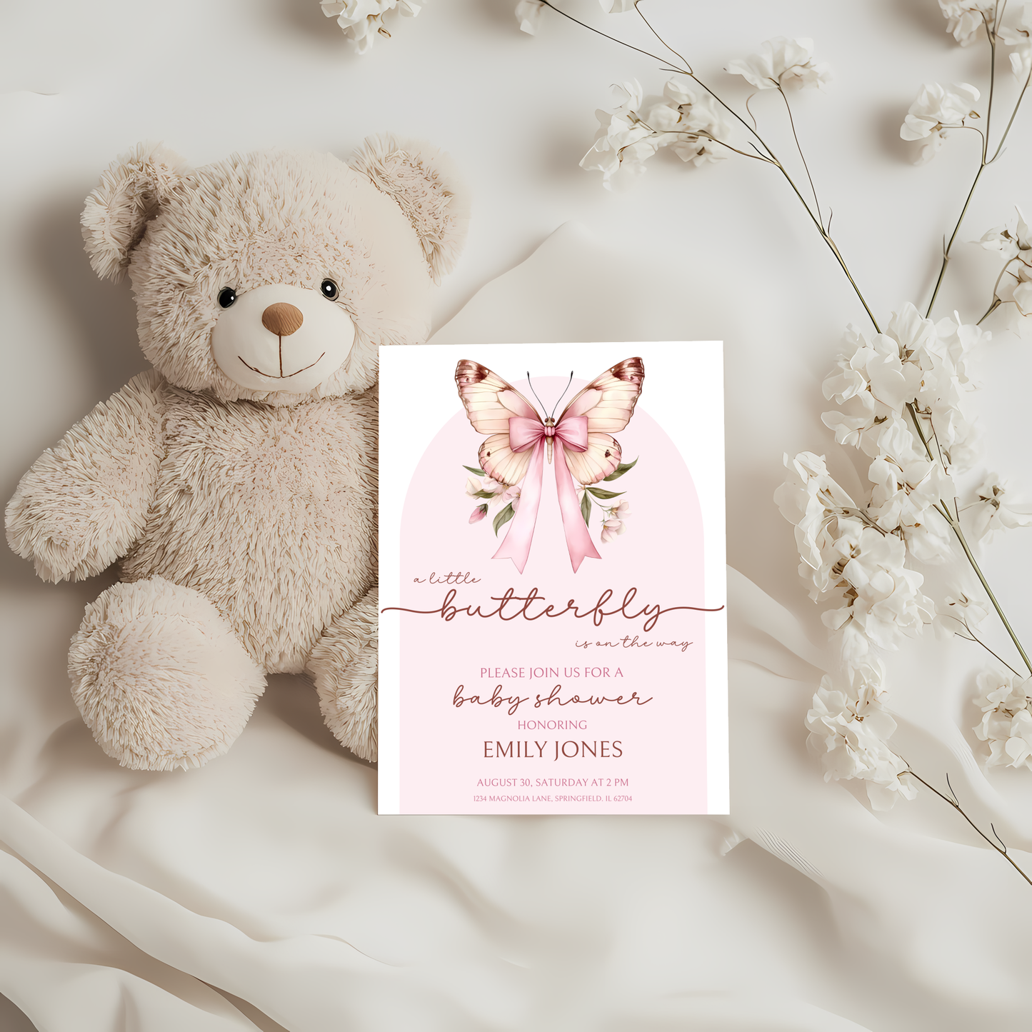 Baby Shower Invitation - Pink Butterfly BS39