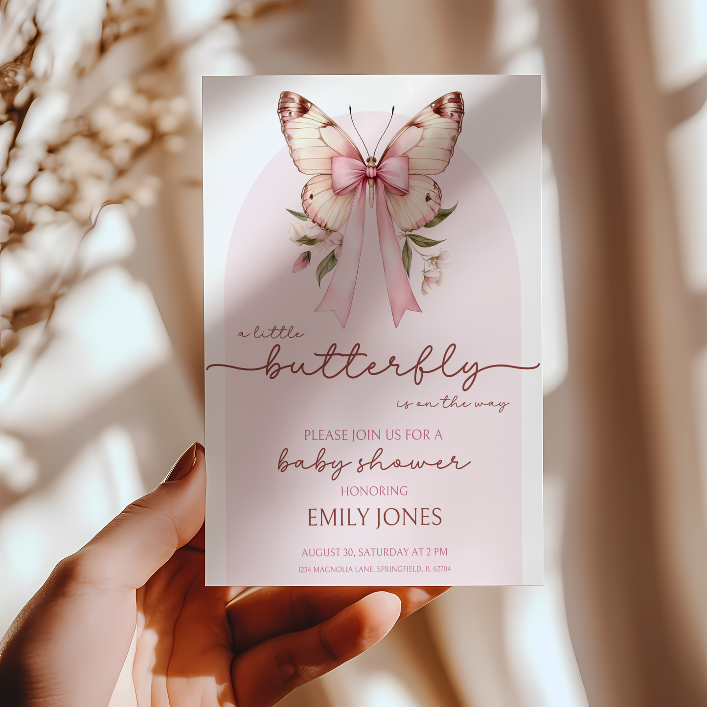 Baby Shower Invitation - Pink Butterfly BS39