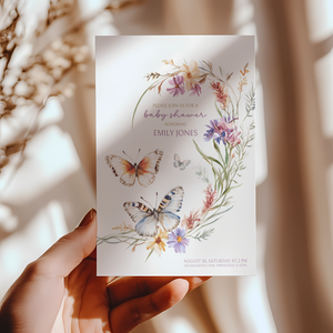 Baby Shower Invitation - Butterfly Wildflowers Baby In Bloom BS46