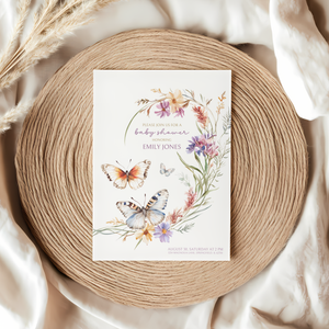 Baby Shower Invitation - Butterfly Wildflowers Baby In Bloom BS46