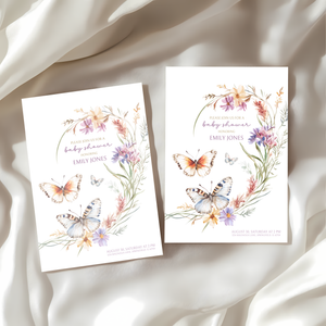 Baby Shower Invitation - Butterfly Wildflowers Baby In Bloom BS46