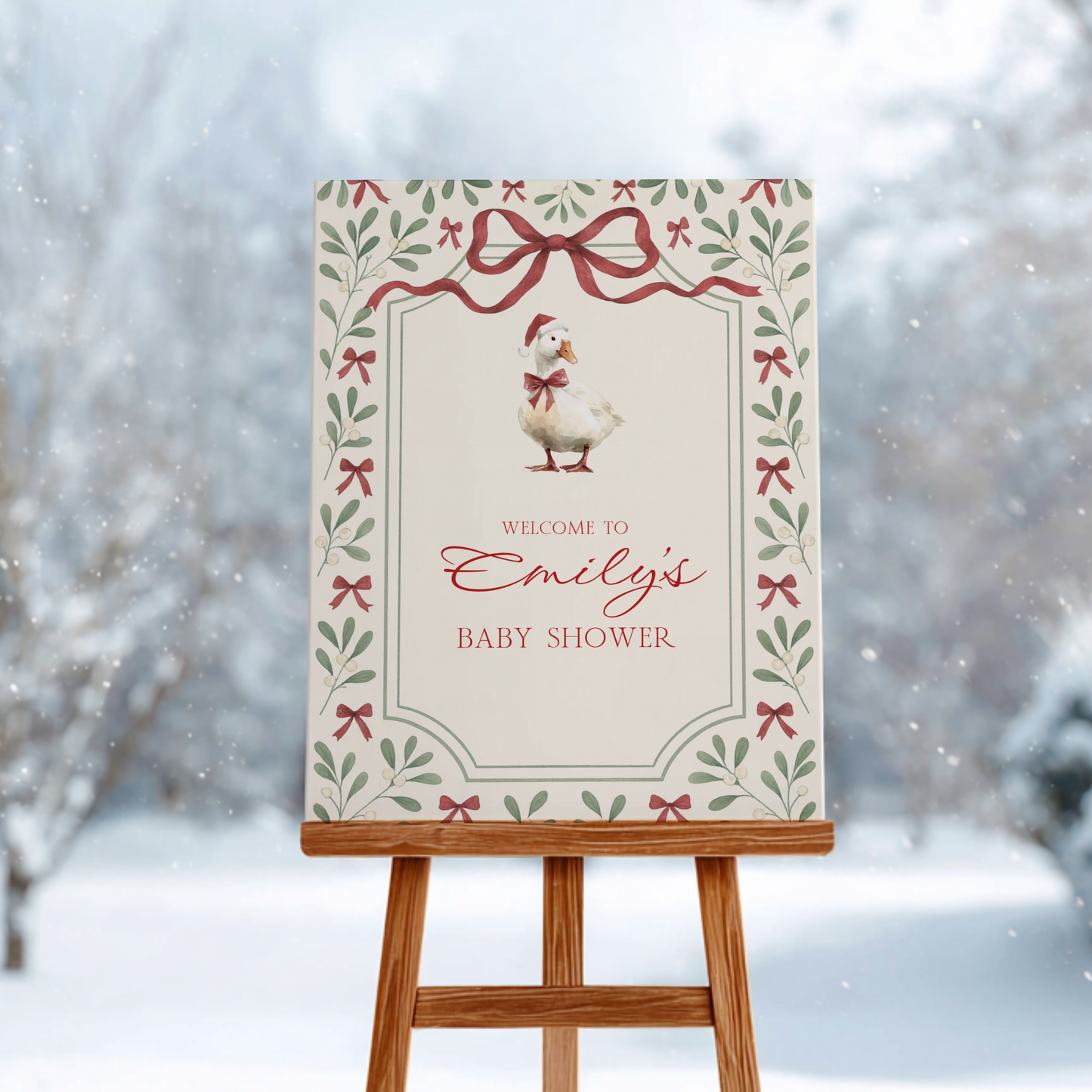 Vintage Christmas Goose Baby Shower Welcome Sign BS251