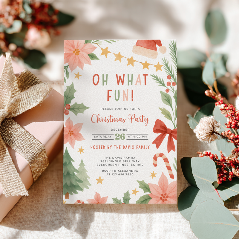 Oh What Fun Christmas Party Invitation Template L48