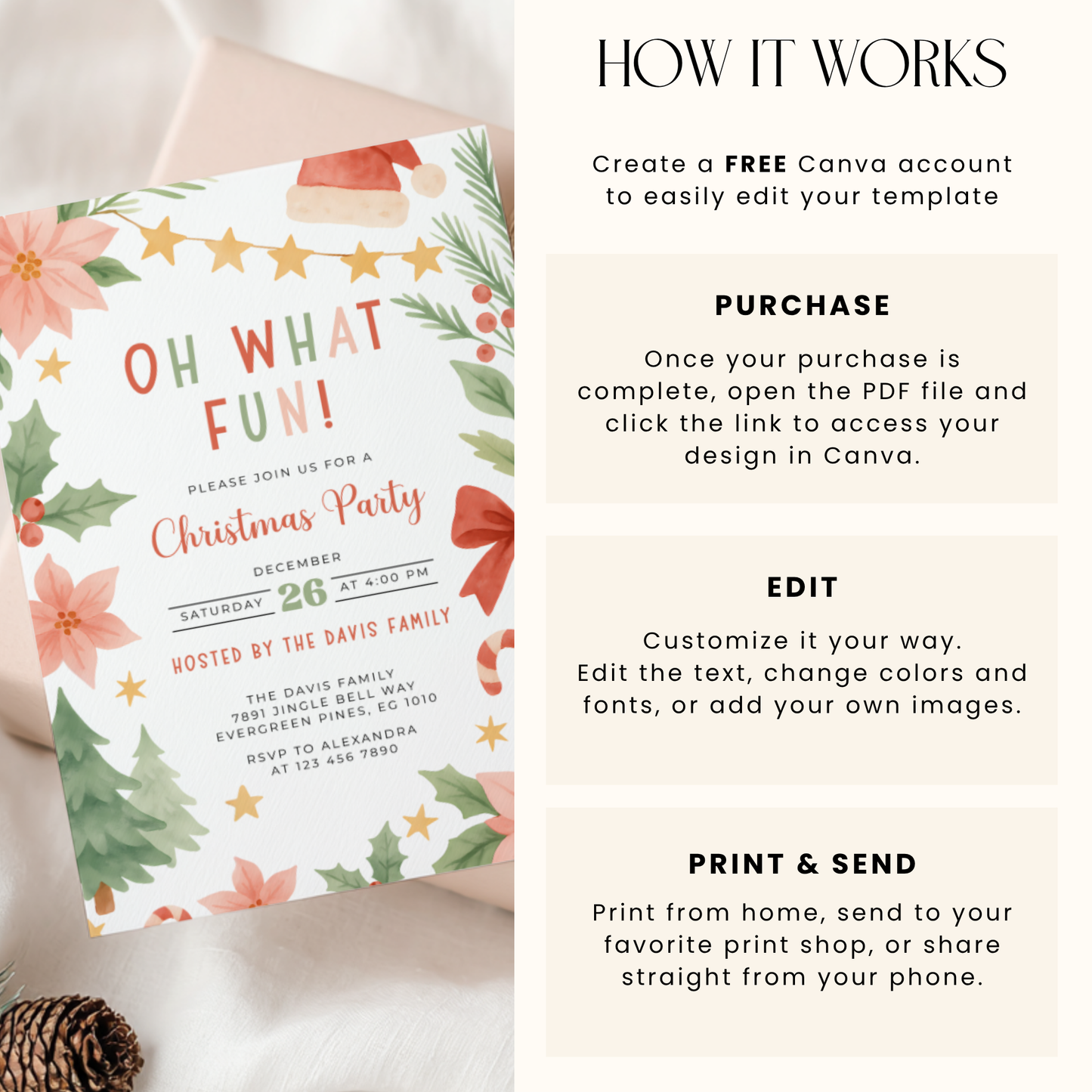 Oh What Fun Christmas Party Invitation Template L48