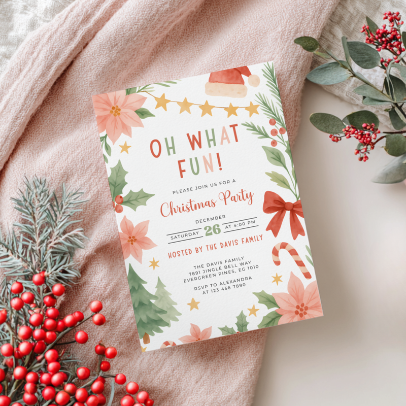 Oh What Fun Christmas Party Invitation Template L48