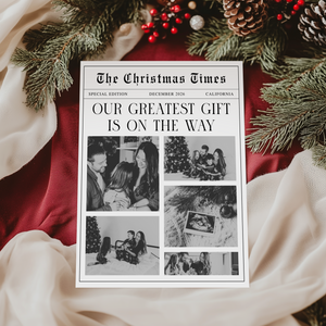 Christmas Pregnancy Announcement Foldable Newspaper Template NP4