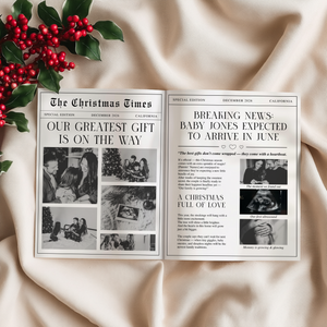 Christmas Pregnancy Announcement Foldable Newspaper Template NP4