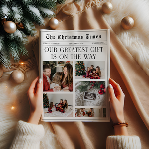 Christmas Pregnancy Announcement Newspaper Template Foldable NP4