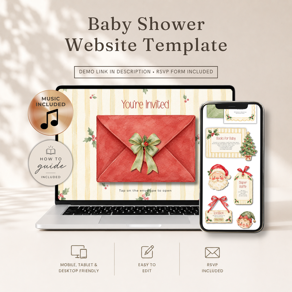 Christmas Baby Shower Website Invitation with RSVP BS332