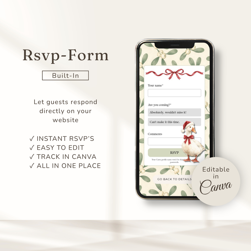 Christmas Goose Baby Shower Website Invitation with RSVP BS251
