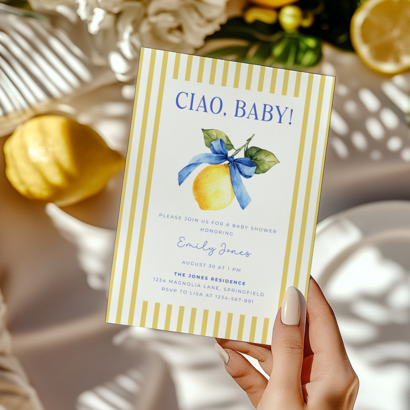Ciao Baby Lemon Citrus Baby Shower Invitation Bundle BS215