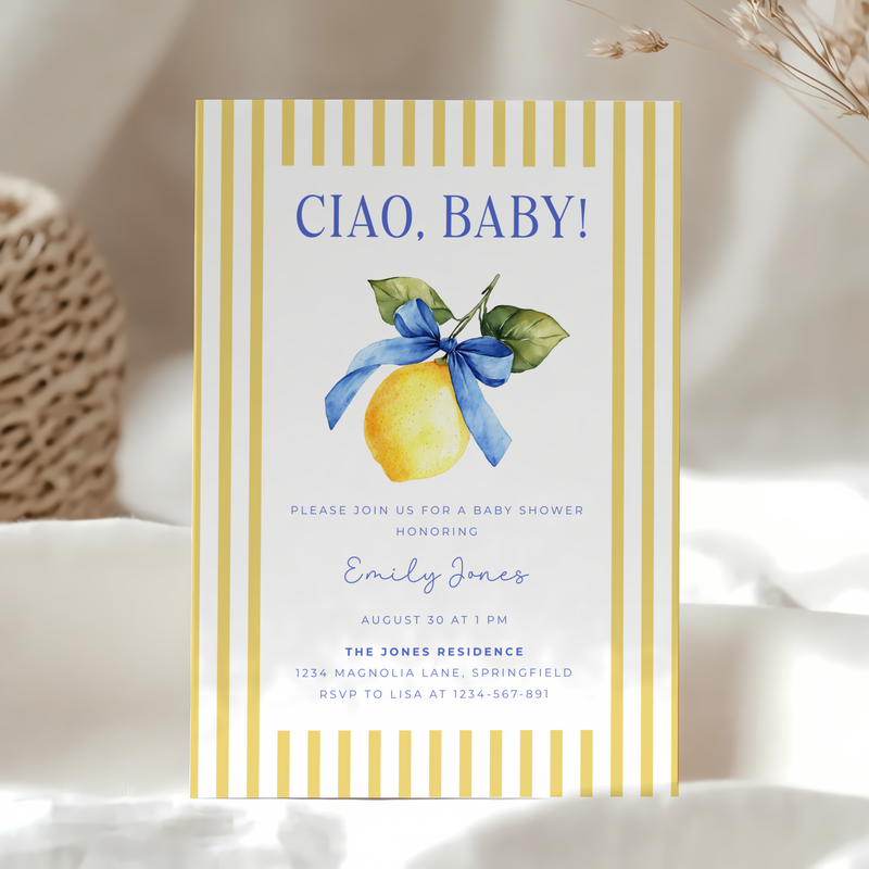 Ciao Baby Lemon Citrus Baby Shower Invitation Bundle BS215