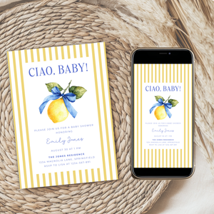 Ciao Baby Lemon Citrus Baby Shower Invitation Bundle BS215