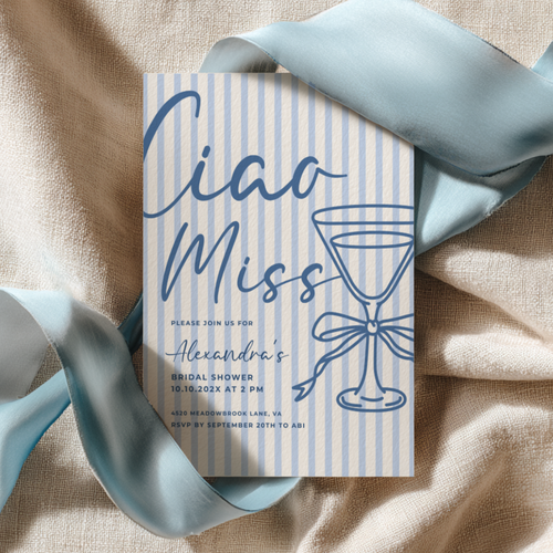 Ciao Miss Italian Summer Bridal Shower Invitation Template L26