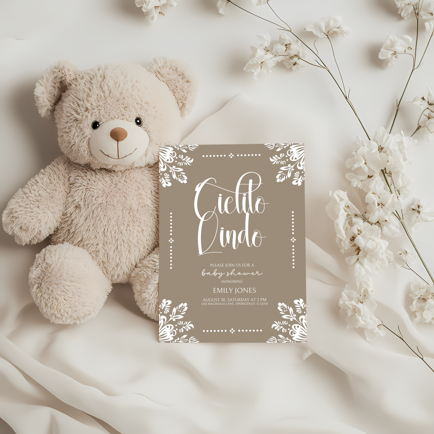 Baby Shower Invitation - Cielito Lindo Beige BS56