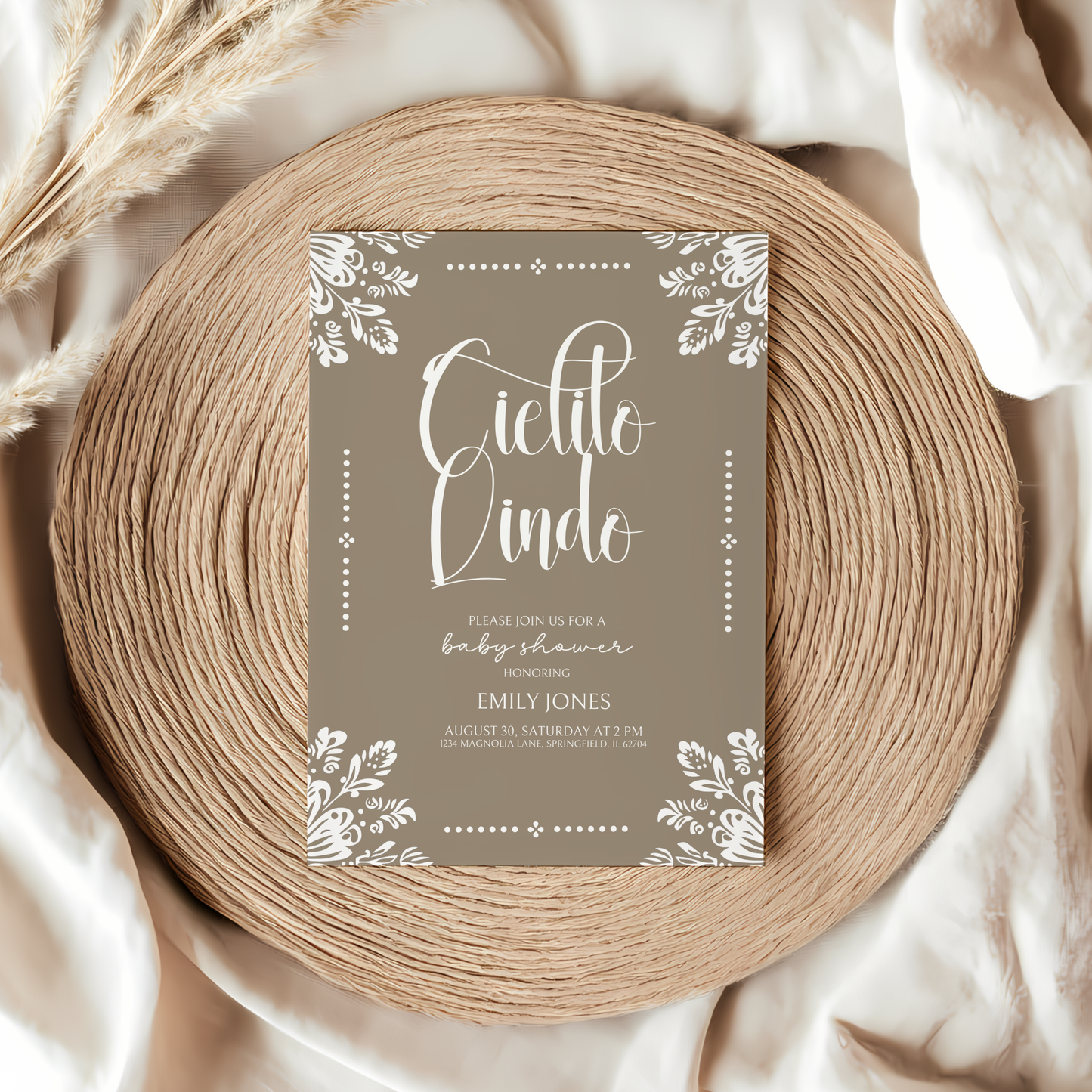 Baby Shower Invitation - Cielito Lindo Beige BS56
