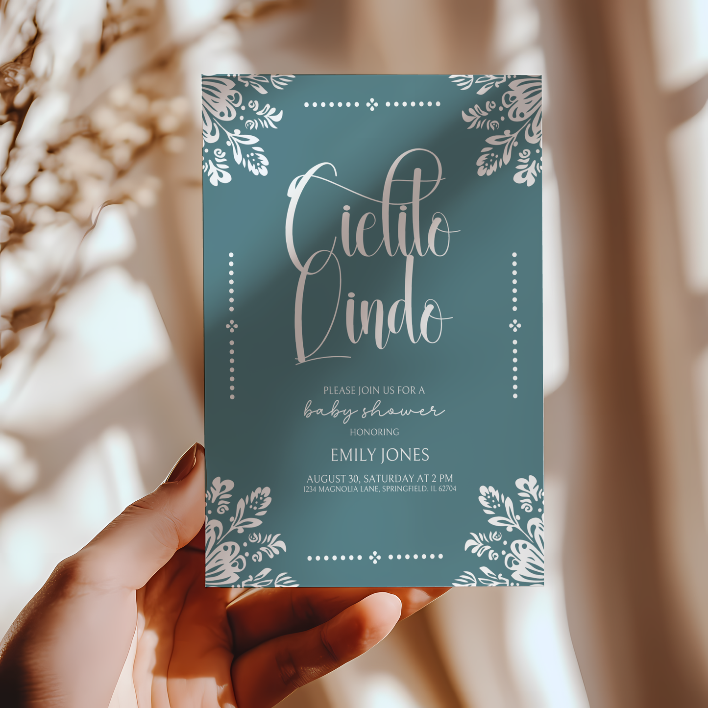 Baby Shower Invitation Bundle - Cielito Lindo Teal Blue Mexican Style BS53