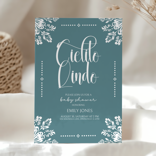 Baby Shower Invitation - Cielito Lindo Teal Blue BS53