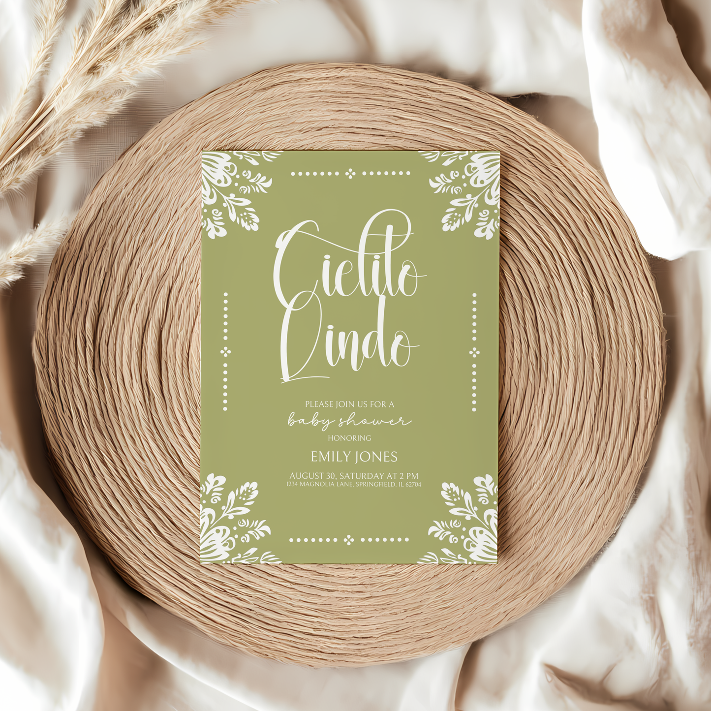 Baby Shower Invitation - Cielito Lindo Green BS52