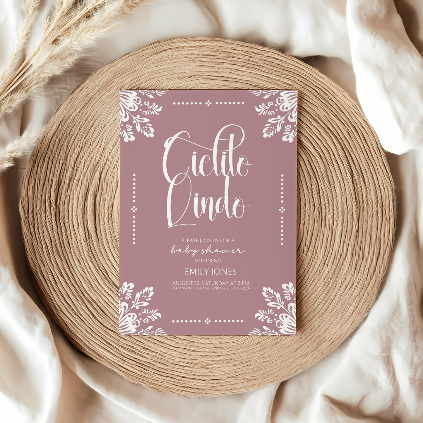 Baby Shower Invitation Bundle - Cielito Lindo Pink Purple Mauve BS50