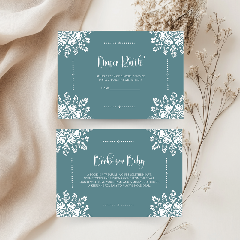 Baby Shower Invitation Bundle - Cielito Lindo Teal Blue Mexican Style BS53