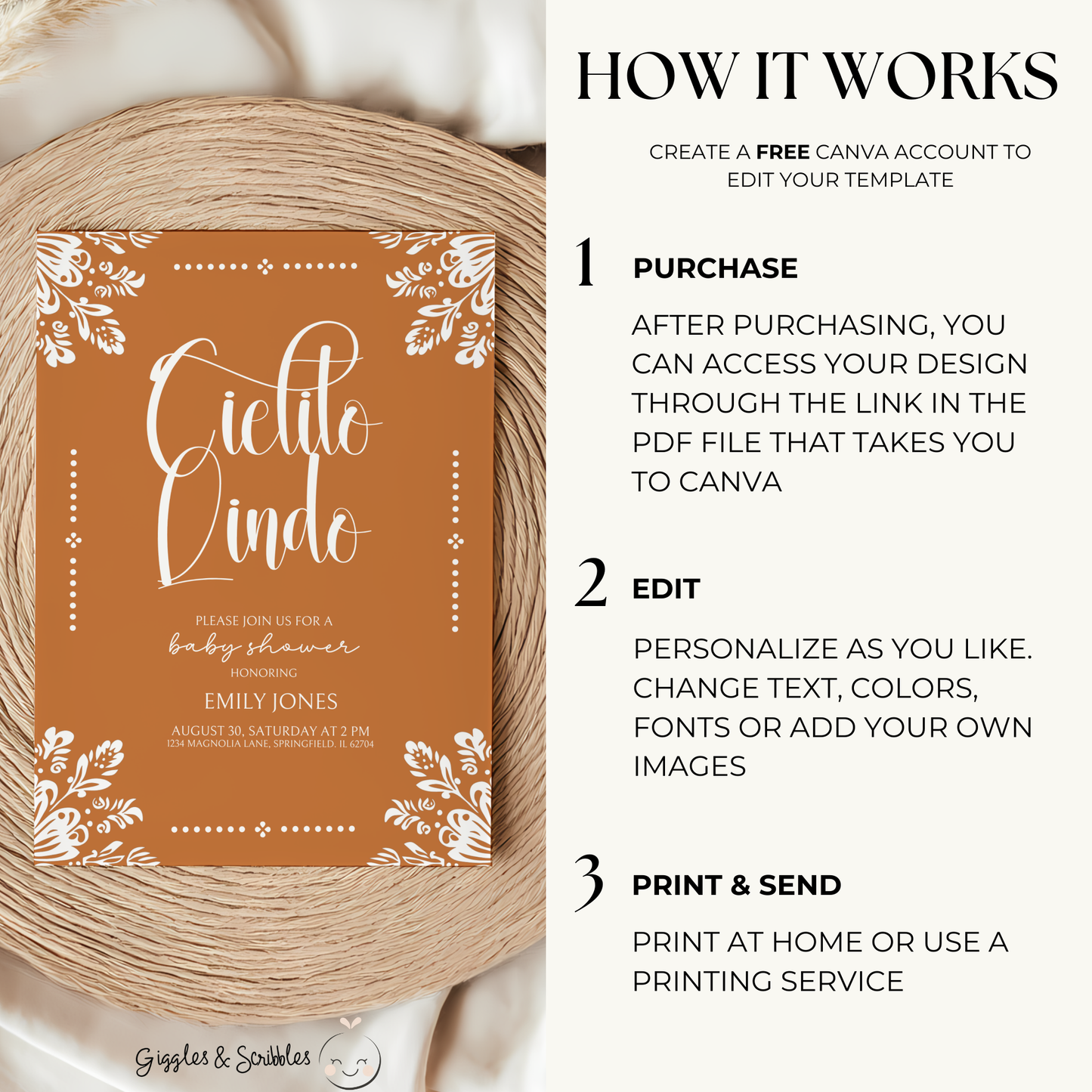 Baby Shower Invitation Bundle - Cielito Lindo Terracotta Orange Brown Mexican Style BS54