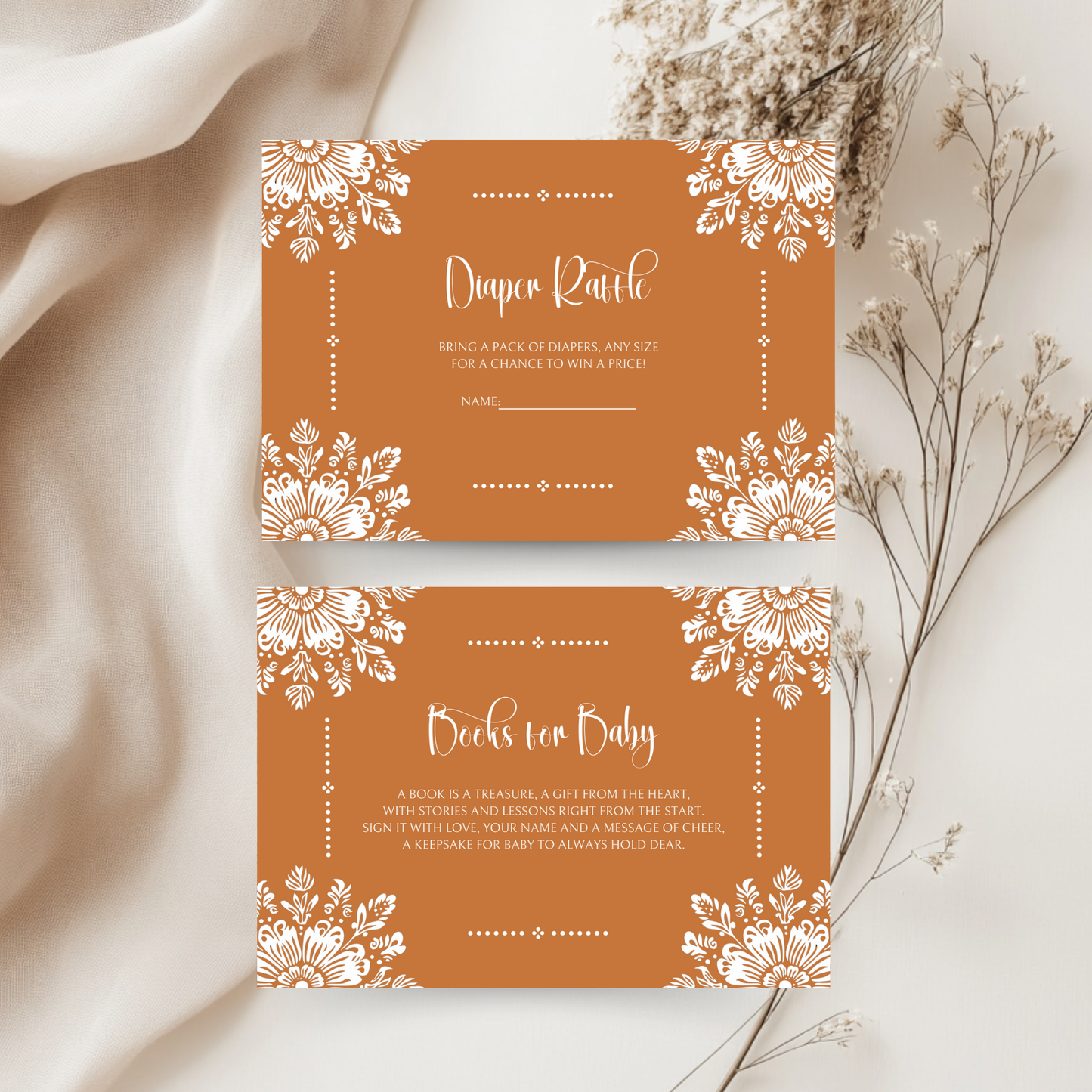 Baby Shower Invitation Bundle - Cielito Lindo Terracotta Orange Brown Mexican Style BS54