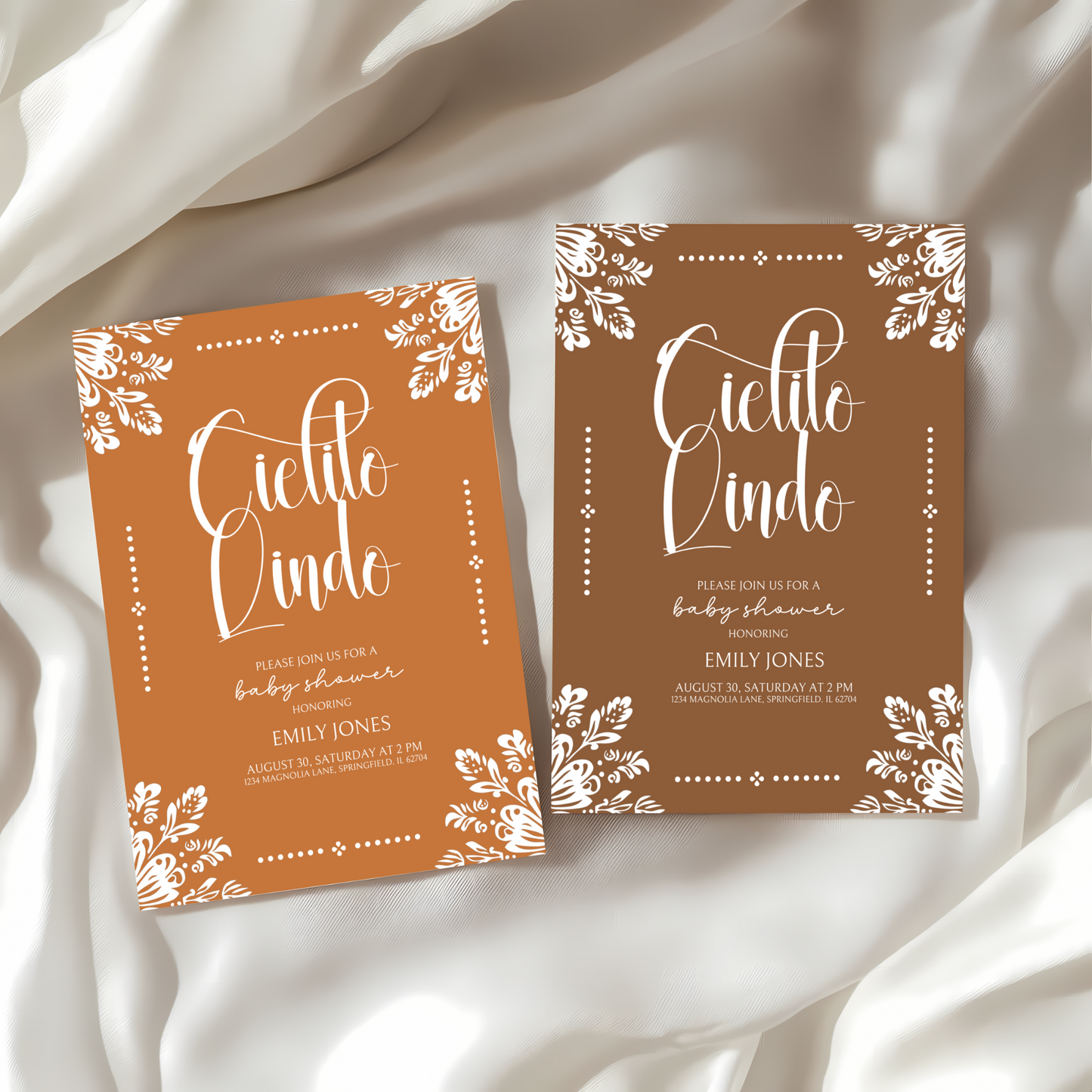 Baby Shower Invitation Bundle - Cielito Lindo Terracotta Orange Brown Mexican Style BS54