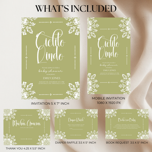 Baby Shower Invitation Bundle - Cielito Lindo Green Lime BS52