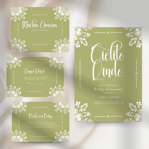 Baby Shower Invitation Bundle - Cielito Lindo Green Lime BS52