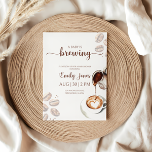Baby Shower Invitation - Coffee Bean Baby is Brewing BS60