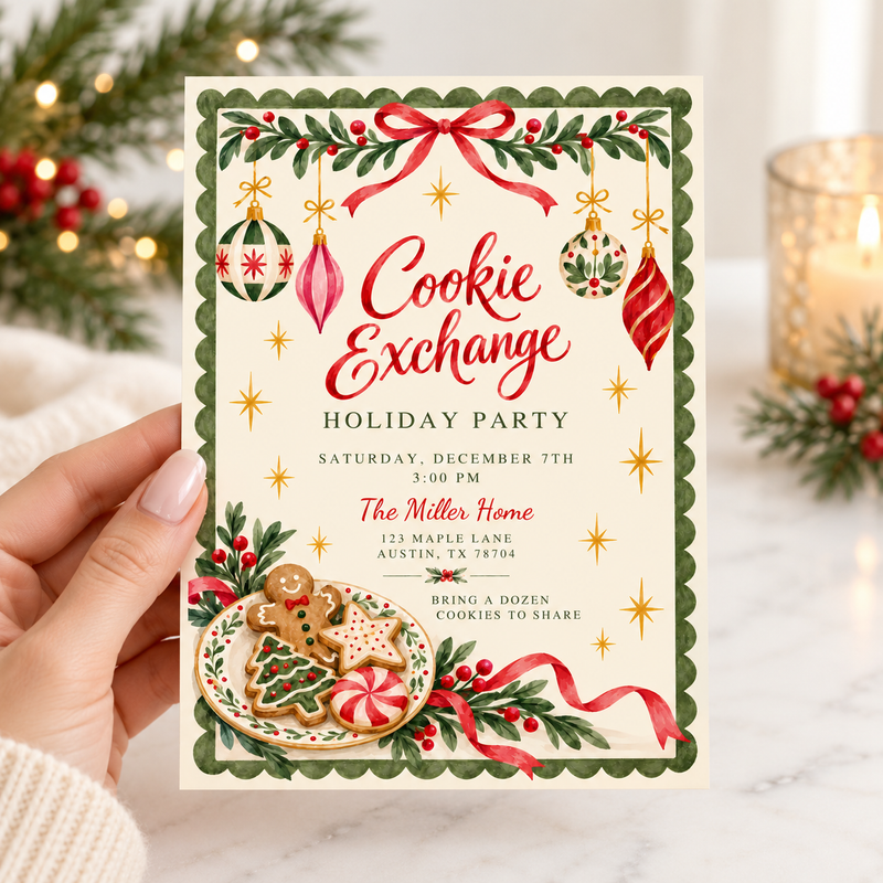 Cookie Exchange Christmas Invitation L194