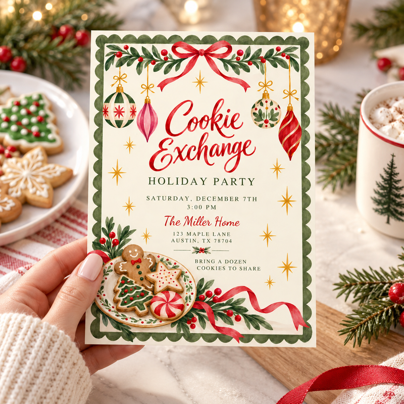 Cookie Exchange Christmas Invitation L194