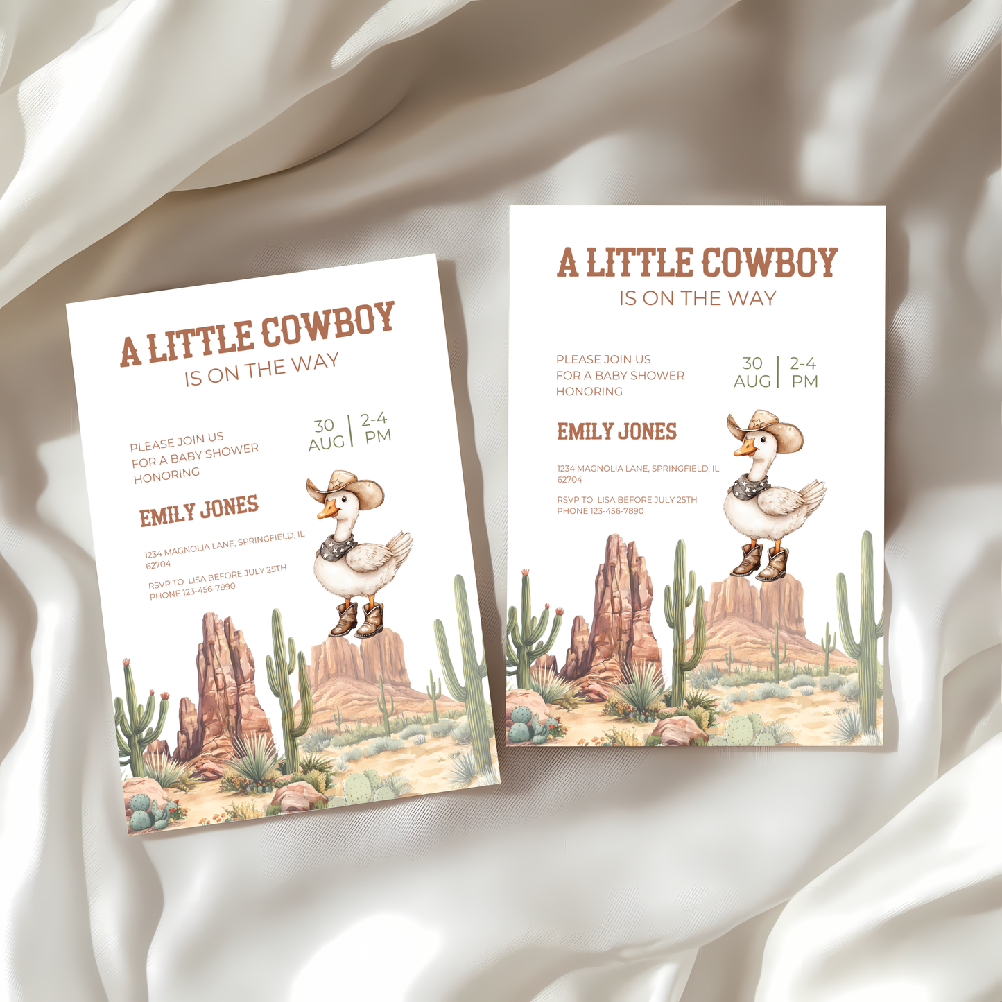 Baby Shower Invitation - Cowboy Goose Western Desert BS81