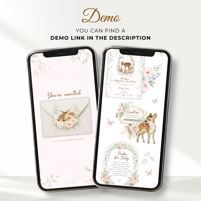 Oh Deer Girl Baby Shower Website Invitation with RSVP BS253
