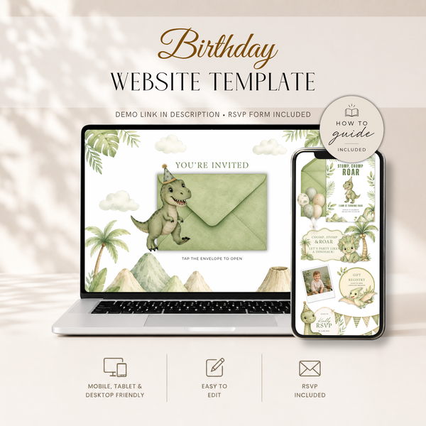 Dinosaur Birthday Invitation Website with RSVP L146