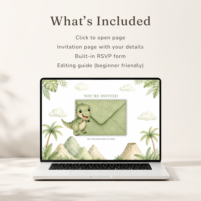 Dinosaur Baby Shower Website Invitation with RSVP BS310